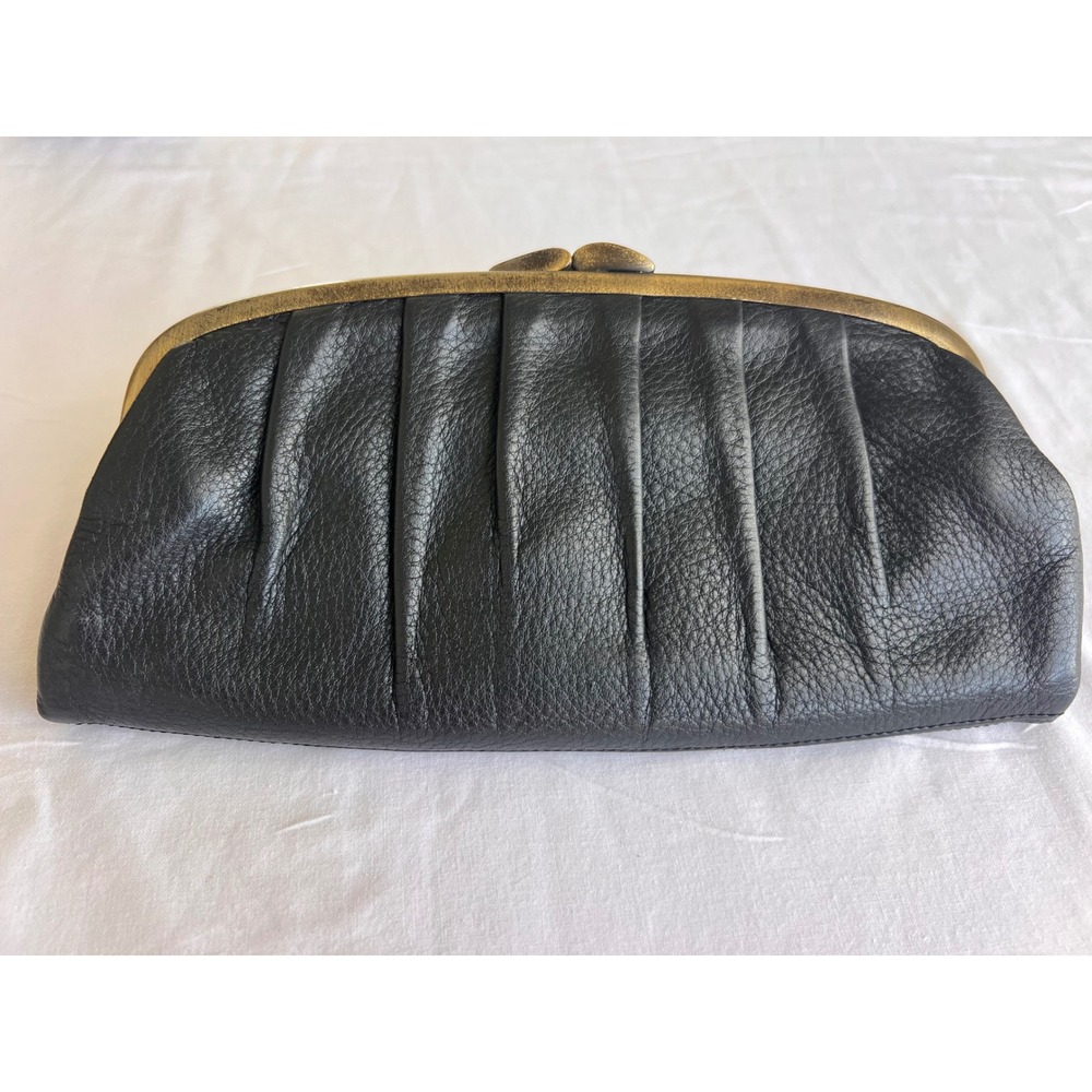 Nordstrom black leather clutch wallet